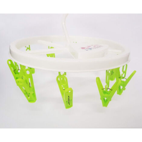 Zicome - Set di 2 ganci per bucato in acciaio inox, con 10 clip per calzini, vestiti per bambini, pannolini in stoffa, reggiseni, asciugamani, biancheria intima, cappello, sciarpa, pantaloni, guanti