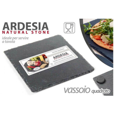 Trade Shop - Vassoio Ardesia Natural Stone Piatto Quadrato 20x20cm Portata Tavola 752247 -