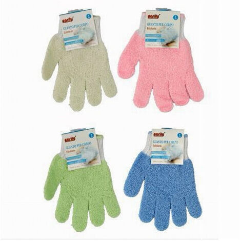 Trade Shop - Set 4 Pz Guanto Doccia Bagno Massaggio Esfoliante Pelle Corpo Vari Colori 79287 -