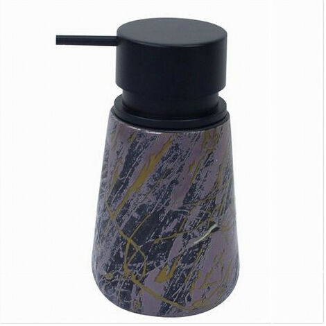 Trade Shop - Dispenser Porta Sapone Liquido Arredo Bagno Effetto Marmorizzato Nero Oro 59891 - (1/2)