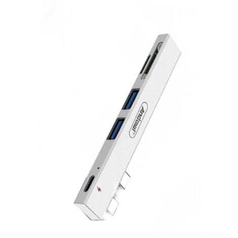 Trade Shop - Hub Usb Q-hu810 5in1 Da Tipo C A Hub Usb Per Macbook Pro Con Connessione Tipo C - (1/5)
