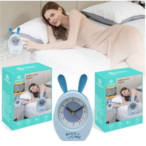 Trade Shop - Orologio Sveglia Analogica A Forma Di Coniglietto Da Tavolo Per Bambini Tx-9124 - (1/5)