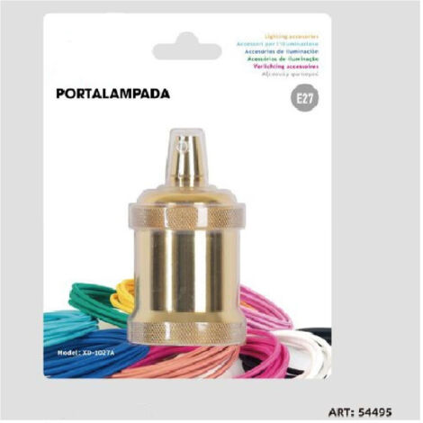 Trade Shop - Portalampada E27 In Alluminio Vintage Retrò Colore Oro Lampada Decorativa 54495 - (1/2)