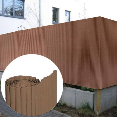 Trade Shop - Recinzione Giardino Frangivista Per Balcone Canniccio Pvc Marrone Esterno 1x3 Mt -