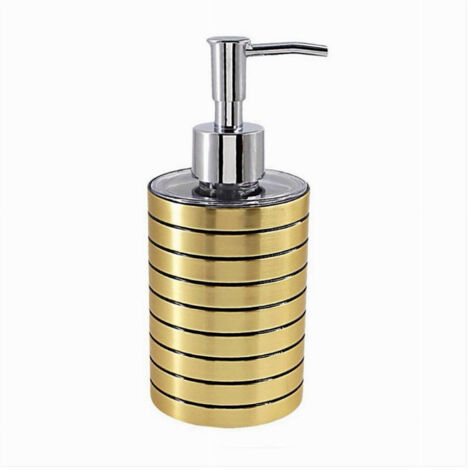 Trade Shop - Dispenser Per Sapone Liquido Oro A Righe Moderno Portasapone Arredo Bagno 10384 - (1/3)