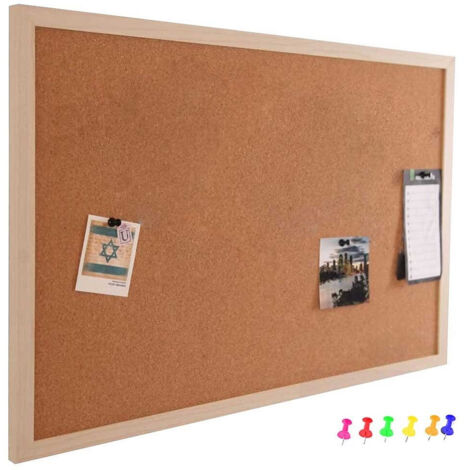 Trade Shop - Panel De La Placa De Pared De Corcho Con Marco De Madera 60 X 40 Cm 6 Pines -