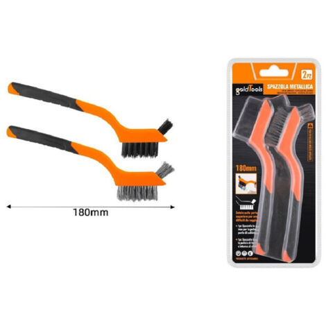 Trade Shop - Set 2 Pezzi Spazzole Metalliche 180mm Con Impugnatura Morbida Per Pulizia 57234 - (1/2)