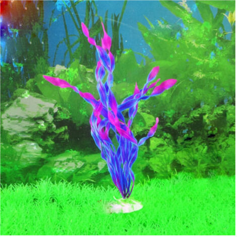Trade Shop - Pianta 32 Cm Piantina Artificiale Per Acquario Piante Finte Plastica Col. Purple -