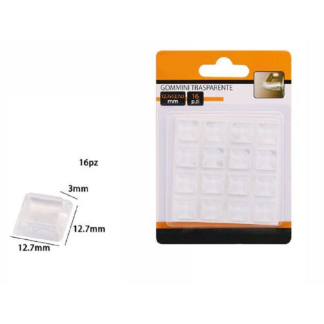 Trade Shop - 16 Gommini Adesivi Protezione Pavimenti Trasparenti Quadrati 12.7x12.7x3mm 66092 - (1/2)