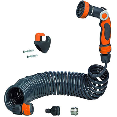 Trade Shop - Tubo Estensibile Da Giardino Terrazzo Pompa Spirale 10mt Con Pistola Irrigazione - (1/2)