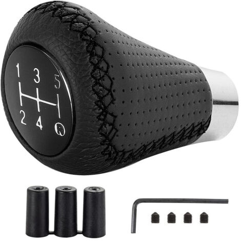 Trade Shop - Perilla De Palanca De Engranajes De Cuero Universal Para Automóviles Adaptadores De 5 Velocidades De 8mm 10mm 12mm - (1/3)