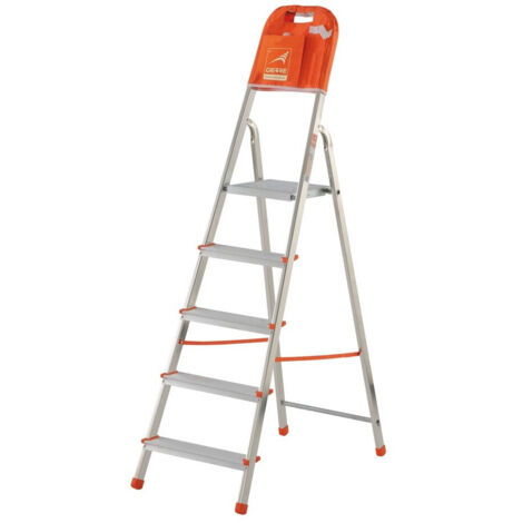 Trade Shop - Escalera De Aluminio Para Uso Doméstico Escalera De Casa Gierre Con Estante - 8 Uvas (1/2)