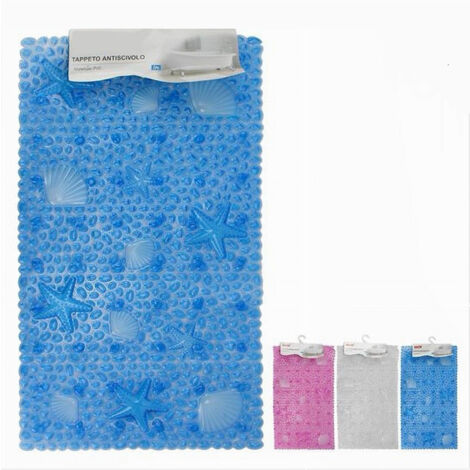 Trade Shop - Alfombra Pvc Formas Marinas Antideslizante Bañera Ducha 67x36cm 59627 - (1/2)