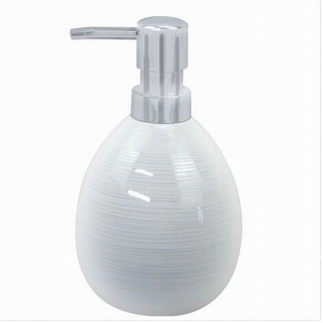 Trade Shop - Dispenser Sapone Liquido Ceramica Striato Erogatore Silver Accessori Bagno 59869 - (1/3)
