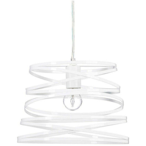 Trade Shop - Lampadario A Sospensione Moderno Paralume Metallo A Vortice Traforato Bianco A08 - (1/5)