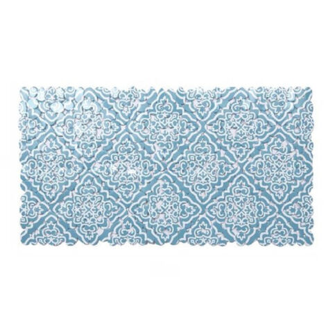 Trade Shop - Tappeto Pvc Azzurro Con Maioliche Antiscivolo Vasca Bagno Doccia 67x36cm 87031 - (1/2)