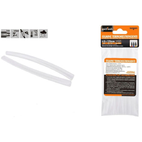 Trade Shop - Set 10pz Guaine Termorestringenti Termoretrattili Trasparenti 8x120mm Cavi 57074 - (1/2)