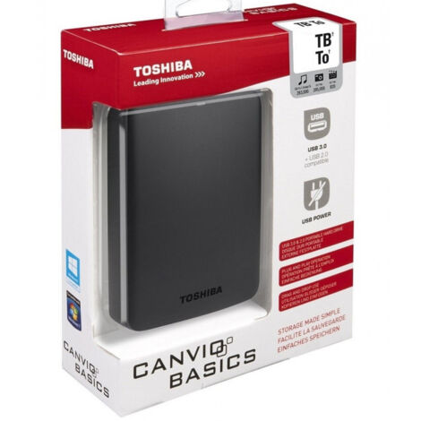 Trade Shop - Toshiba Canvio 2tb Usb 3.0 Portable Hard Drive Black -