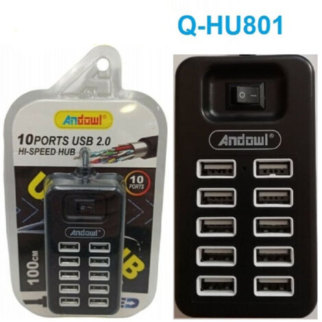 Trade Shop - Hub Usb 2.0 Alta Velocità Estensore A 10 Porte Usb Computer Cavo 100cm Q-hu801 - (1/5)