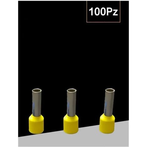 Trade Shop - Pack 100pz Tubo Aislado Capicord Para 2.5 Mm² Terminal 8mm E2508 -      Amarillo (1/4)