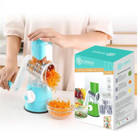 Trade Shop - Grattugia A Tamburo Manuale Per Cucina Casa Da Tavolo Tritatutto Affetta Tx-9722 - (1/5)