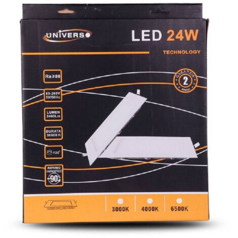 Trade Shop - Pannello Led Slim 24w Incasso Quadrato Luce Bianco Caldo Freddo Naturale P285aq - (1/2)