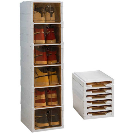 Trade Shop - Scarpiera Pieghevole Impilabile E Comninabile A 6 Ripiani Antipolvere 105x34x25 - (1/5)
