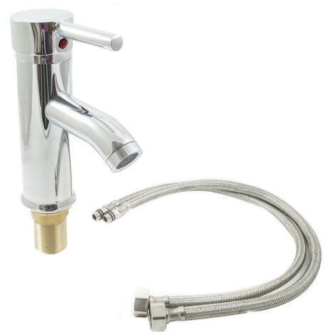 Trade Shop - Miscelatore Rubinetto Collo Lungo Monocomando Lavabo Bagno Tondo Cromato -