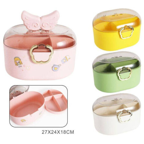 Organizzatore Per Trucco A 2 Cassetti – Ambra – Grande Contenitore Per Toeletta E Cura Della Pelle