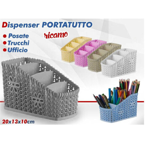 Trade Shop - Dispenser Portatutto Organizer Ricamo Milleusi Posate Trucchi Ufficio Colorato -