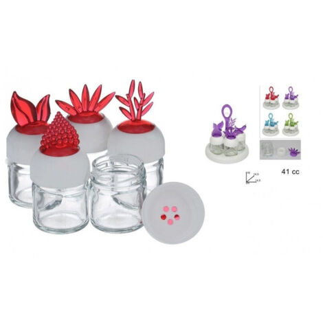 Trade Shop - Set 5 Contenitori Barattolo Natura 41cc Design Dosatore Sale Pepe Spezie Vetro -