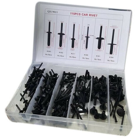 Trade Shop - Kit 115 Pz Plastica Trim Clip Rivetti Clip Fermi Di Spinta Auto Paraurti Porta - (1/3)