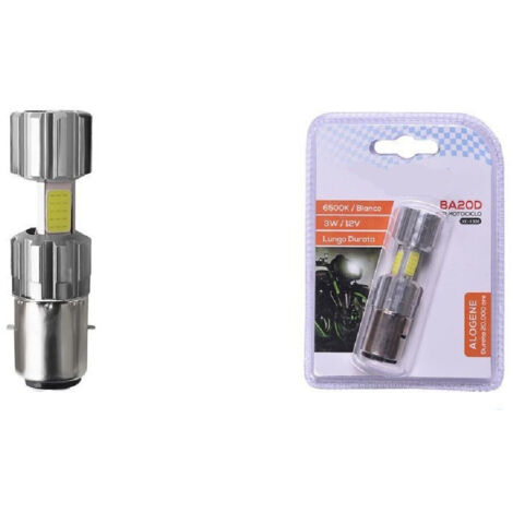Trade Shop - Lampadina Per Motociclo Ba20d Alogena Luce Bianca 6500k 3w Lunga Durata Xc-1308 -