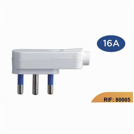 Trade Shop - Spina Piatta Elettrica Salvaspazio Laterale 2p+t 16a 25v Max 1500w Bianco 80005 - (1/4)
