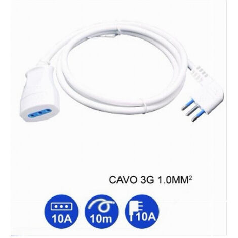 Prolunga Elettrica Con Spina Europea A 90 Gradi – 4 Metri – Piatta E Sottile – Cavo H03VVH2-F 2x0,75 Mm² - 2