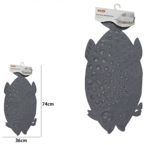 Trade Shop - Alfombra Antideslizante Pvc Bañera Ducha Gris Peces 74x36 Cm 59616 -