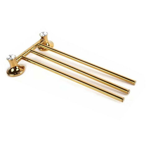 Trade Shop - Porta Asciugamani Tre Aste Supporto Per Bagno Da Muro Casa Dorato Oro Dgo-111 - (1/2)