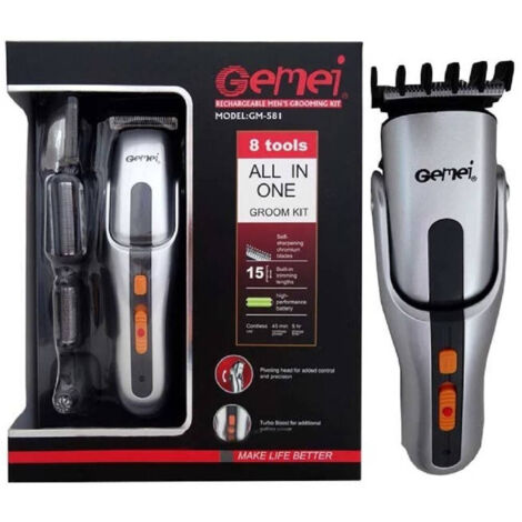 Trade Shop - Kit Tagliacapelli Trimmer Rasoio Uomo 8in1 Ricaricabile Batteria Cordless Gm-581 - (1/5)