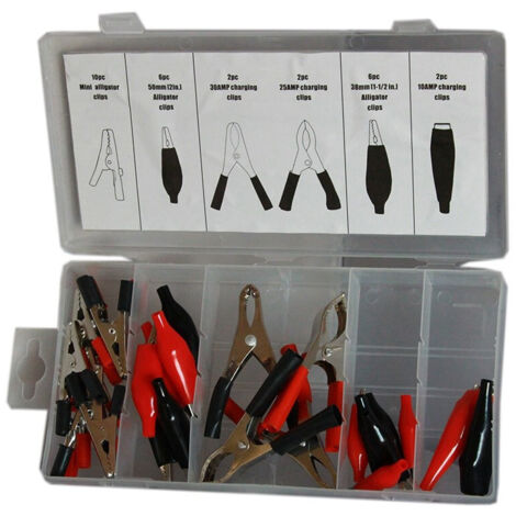 Trade Shop - Kit 28 Pinzas De Caimán Con Tapa De Plástico Pinzas Para Batería - (1/2)