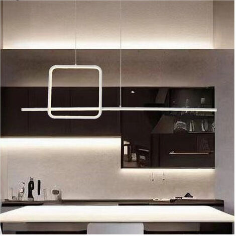 Trade Shop - Lampadario A Sospensione Led 48w Design Quadrato Linea Moderno Bianco Ip20 Lampada 01172 - (1/5)