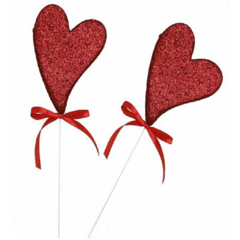Trade Shop - Set 4 Corazones De Poliestireno Con Purpurina Y Soporte De 7cm 68300 - (1/3)