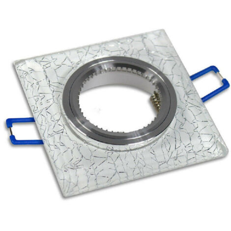 Trade Shop - Portafocos De Empotrar Para Foco Cuadrado P16 Cristal Glitter Blanco Plata Oro -      Plata