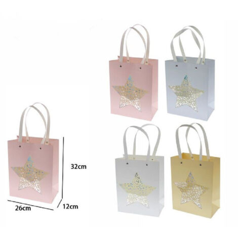 Trade Shop - Set 2pz Buste Borsa Da Regalo Con Stella 32 X 26 X 12cm 69939 Varie Colorazioni -