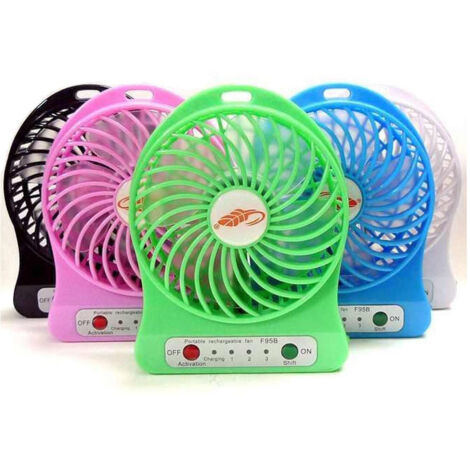 Trade Shop - Mini Ventilatore Usb Ricaricabile Regolabile 3 Velocità Portatile A Batterie -