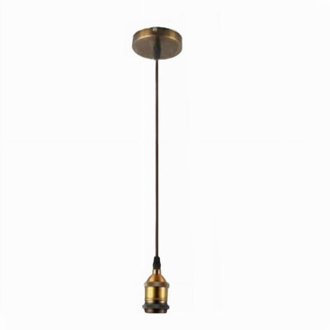 Portalampada TEKHOME E27 A Sospensione In Metallo, Stile Vintage Industriale, Cavo 2 Metri Regolabile, Max 60W, Per Cucina, Bar, Soggiorno, Color Oro