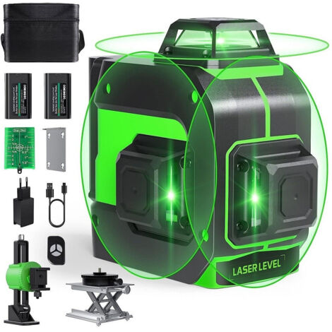 Trade Shop - Livella Laser Autolivellante A 360° Livella Laser Verde 2 Batterie Ricaricabili - (1/5)
