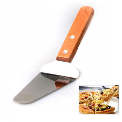 OWLMATE Set Da 2 Spatole Per Pizza E Griglia In Acciaio Inox Con Manico In Legno, Accessorio Da Cucina Multiuso Per Bistecche, Hamburger E Piastra - 3