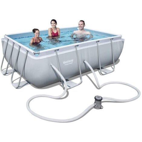 Trade Shop - Piscina Fuori Terra Rettangolare Power Steel 282x196x84cm Pompa Filtraggio 56629 -