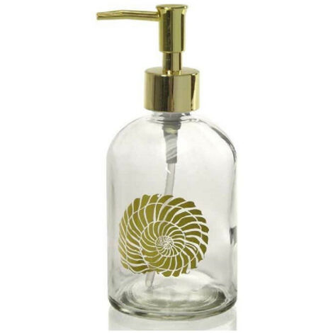 Trade Shop - Portasapone Liquido Dosatore Oro 450ml 8x18cm Vetro Vari Decori Assortiti 775673 - (1/4)