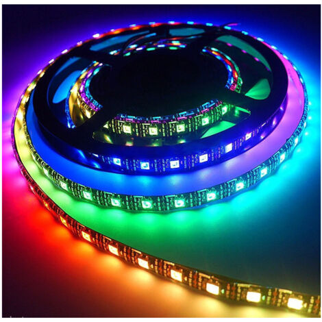 Trade Shop - Striscia Strip 300 Led Rgb Digitale Multieffetto 7 Colours 5050 5 M Metri Interna - (1/2)